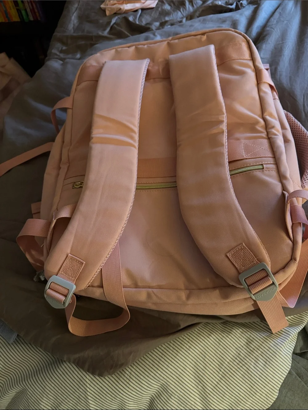 Lovenook Light Pink Travel Backpack with Gold Hardware